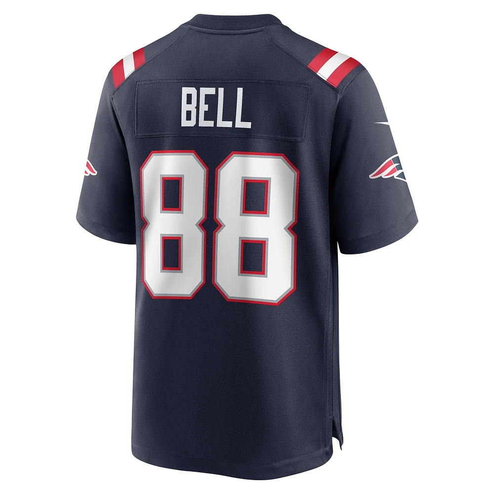 Maillot de match Nike Jaheim Bell bleu marine pour homme des New England Patriots