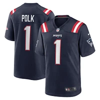 Maillot de match l'équipe Nike Ja'Lynn Polk pour hommes, bleu marine, New England Patriots