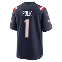 Maillot de match l'équipe Nike Ja'Lynn Polk pour hommes, bleu marine, New England Patriots