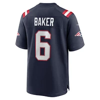 Maillot de match l'équipe Nike Javon Baker pour hommes, bleu marine, New England Patriots