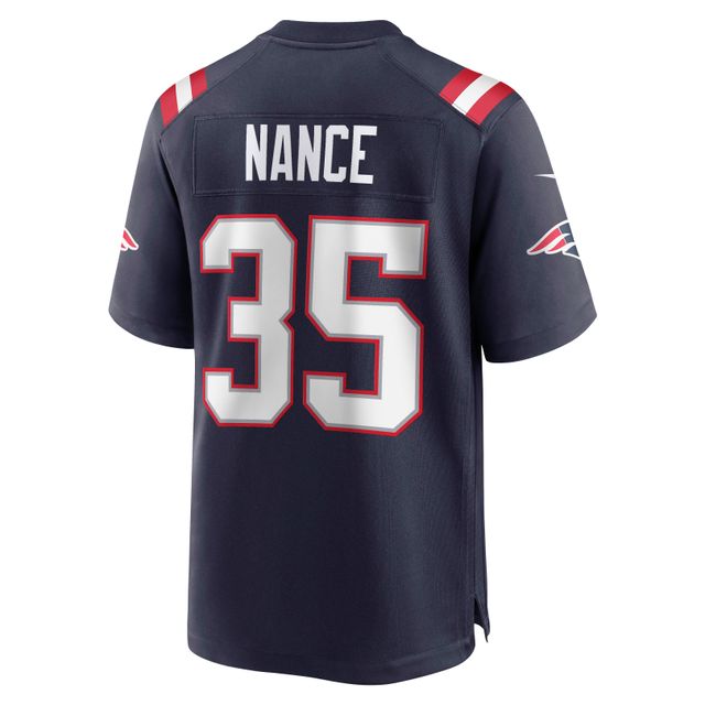 Maillot de joueur retraité Nike Jim Nance pour hommes, bleu marine, New England Patriots