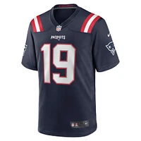 Maillot de match Nike Joe Milton III bleu marine des New England Patriots pour homme