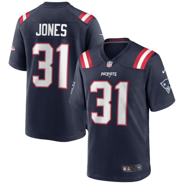 Maillot de match Nike Jonathan Jones des New England Patriots pour homme, bleu marine