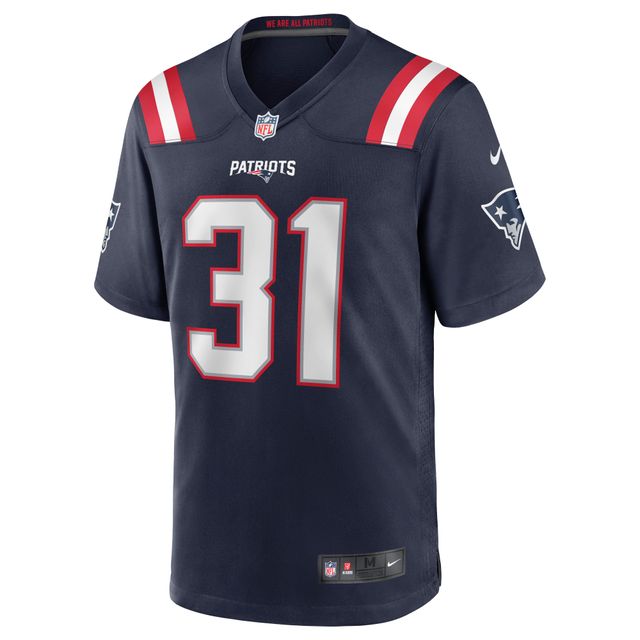 Maillot de match Nike Jonathan Jones des New England Patriots pour homme, bleu marine