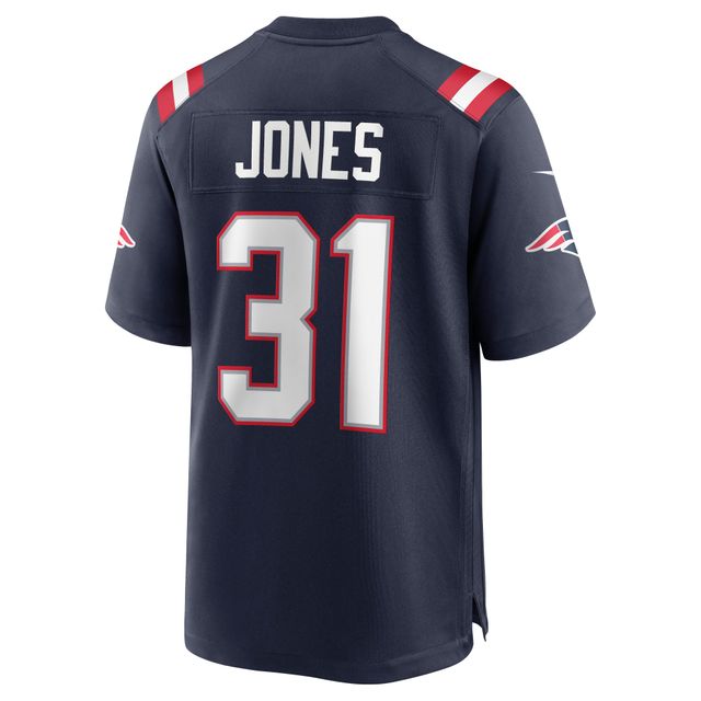 Maillot de match Nike Jonathan Jones des New England Patriots pour homme, bleu marine