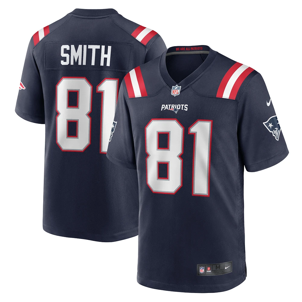 Maillot de match Nike Jonnu Smith pour hommes, bleu marine, New England Patriots