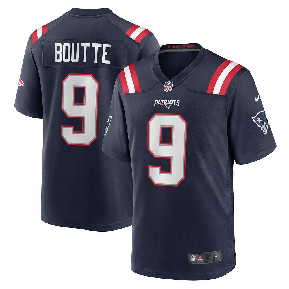 Maillot de match Nike Kayshon Boutte bleu marine pour homme des New England Patriots