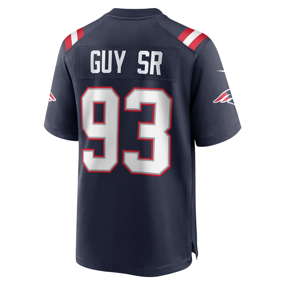 Maillot de match l'équipe Nike Lawrence Guy des New England Patriots pour homme, bleu marine