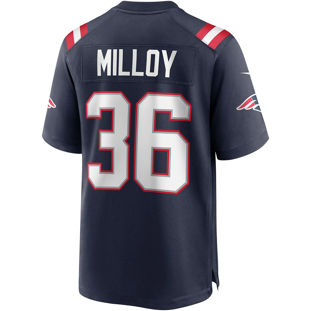 Maillot de joueur retraité Nike Lawyer Milloy Navy New England Patriots Game pour hommes