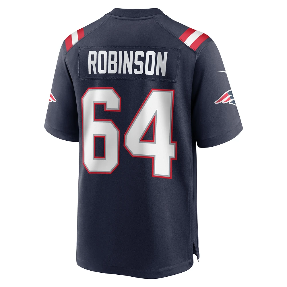 Maillot de match Nike Layden Robinson bleu marine pour homme des New England Patriots