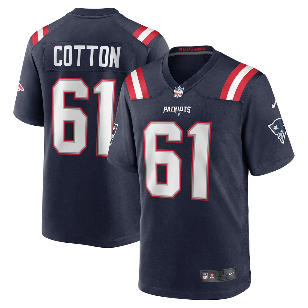 Maillot de match Nike Lester Cotton Sr. Navy New England Patriots pour homme