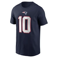 T-shirt avec nom et numéro de joueur Nike Mac Jones bleu marine des New England Patriots pour hommes