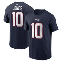 T-shirt avec nom et numéro de joueur Nike Mac Jones bleu marine des New England Patriots pour hommes