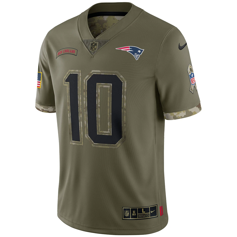 Men's Nike Mac Jones Olive New England Patriots Salute To Service Limited Jersey