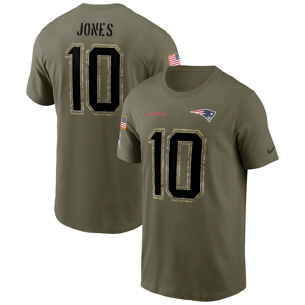 Men's Nike Mac Jones Olive New England Patriots Salute To Service Name & Number T-Shirt