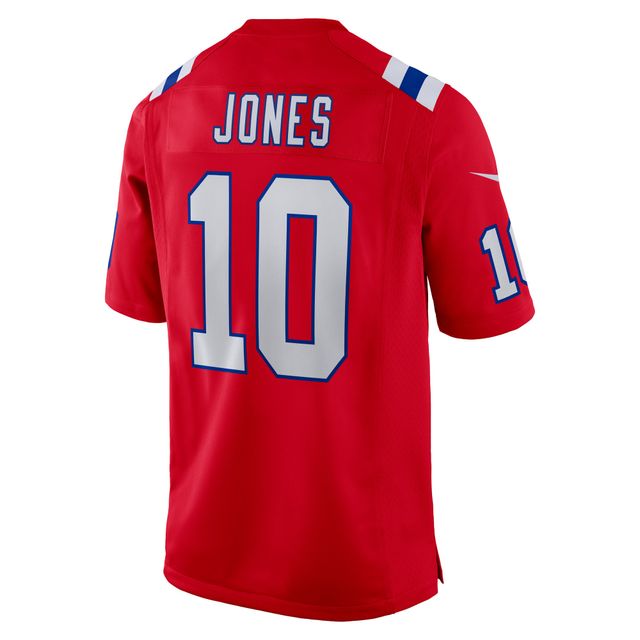 Maillot de match Nike Mac Jones rouge des New England Patriots pour homme