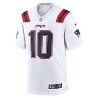 Maillot de match joueur Nike Mac Jones des New England Patriots blanc pour homme