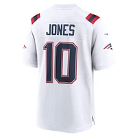 Maillot de match joueur Nike Mac Jones des New England Patriots blanc pour homme