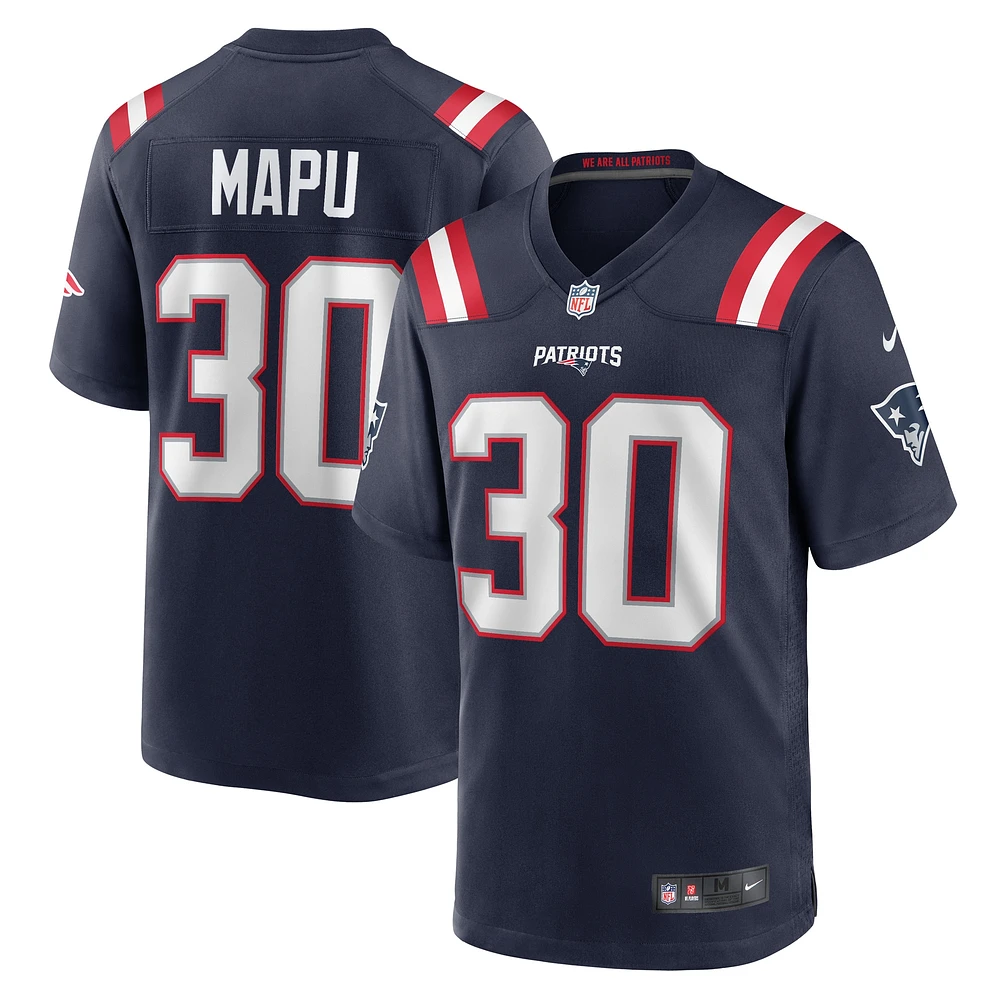 Maillot de match l'équipe Nike Marte Mapu des New England Patriots pour hommes, bleu marine