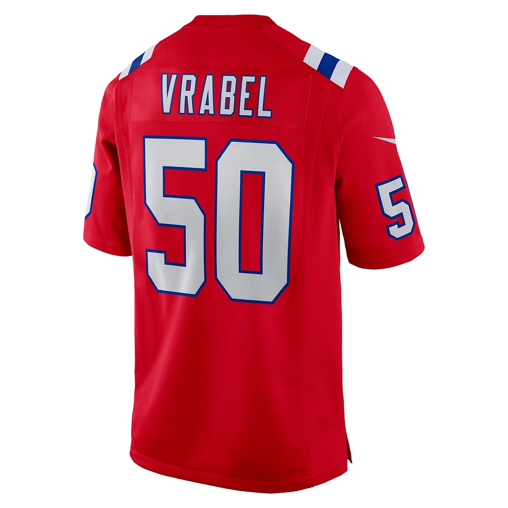 Maillot de match alternatif joueur retraité Nike Mike Vrabel des New England Patriots pour homme, rouge