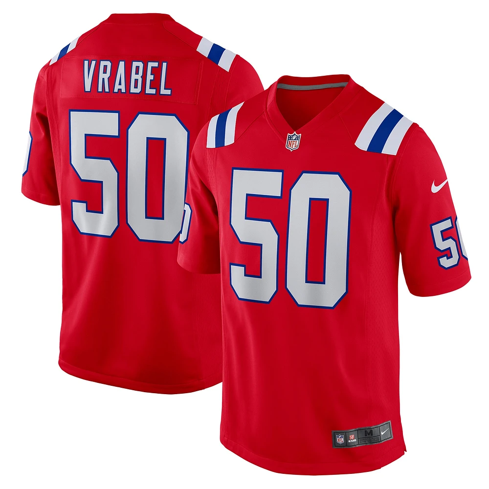 Maillot de match alternatif joueur retraité Nike Mike Vrabel des New England Patriots pour homme, rouge