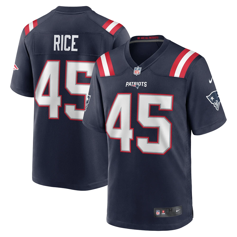 Maillot de match Nike Monty Rice bleu marine pour homme des New England Patriots