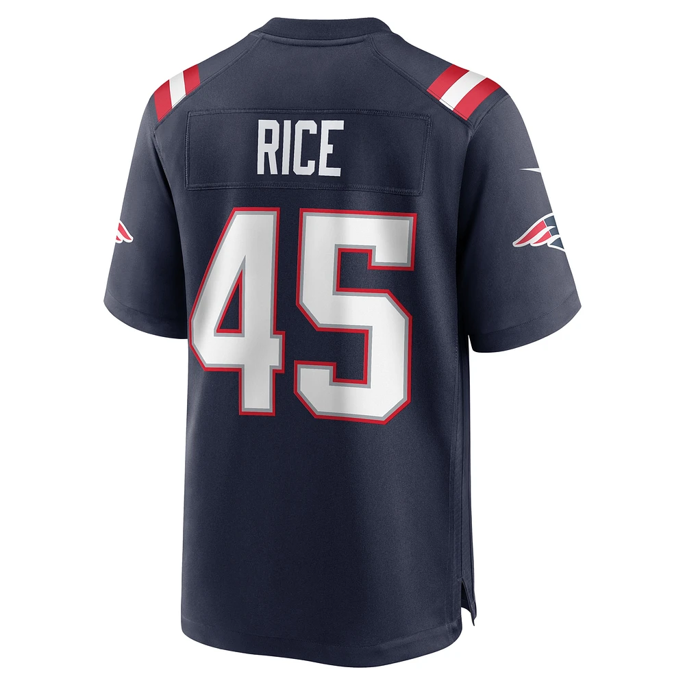 Maillot de match Nike Monty Rice bleu marine pour homme des New England Patriots