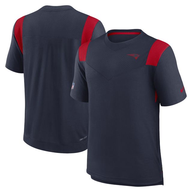 T-shirt Performance Sideline pour homme des New England Patriots de Nike, bleu marine/rouge