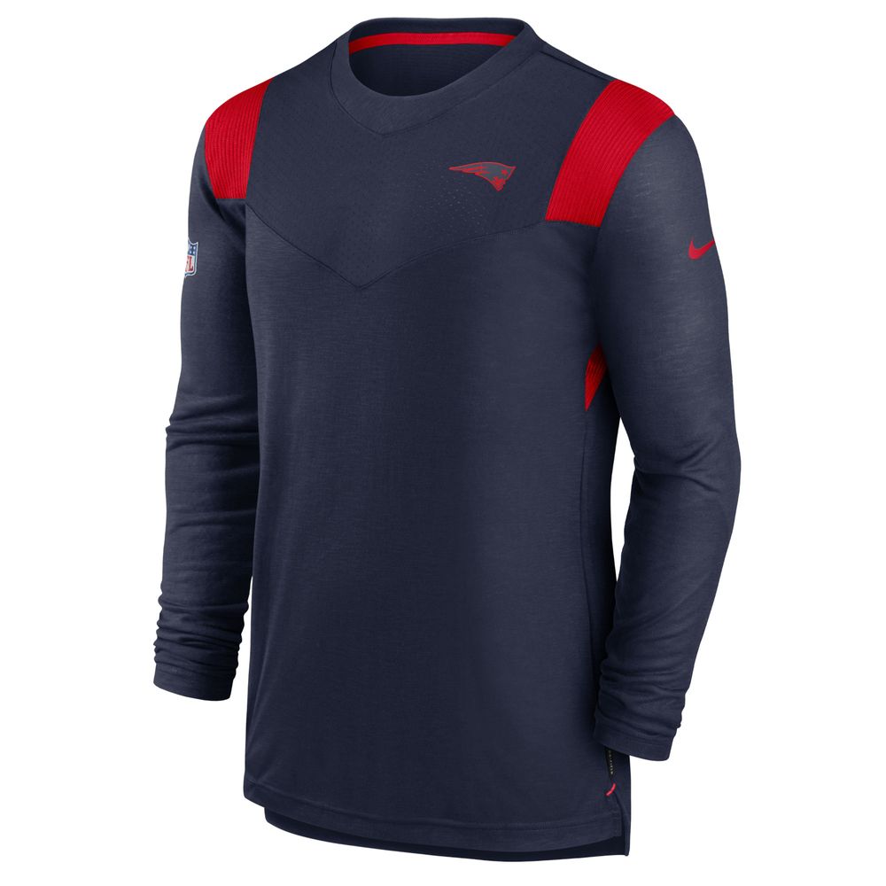 Men's Nike Navy/Red New England Patriots Sideline Performance Long Sleeve T-Shirt