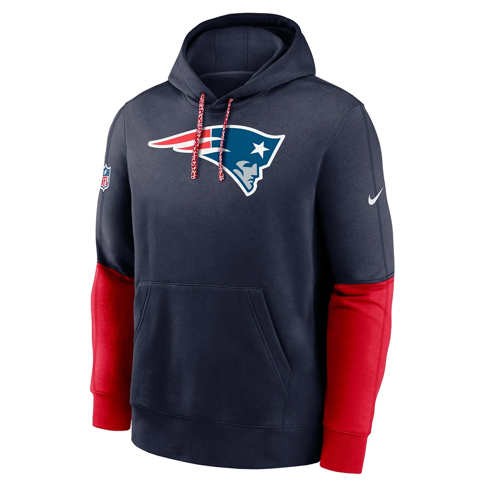 Men's Nike Navy New England Patriots 2024 Sideline Club Pullover Hoodie