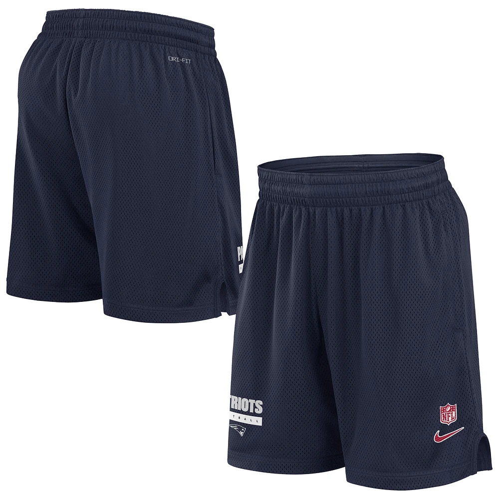 Short en maille Nike bleu marine New England Patriots 2024 Sideline Performance pour homme