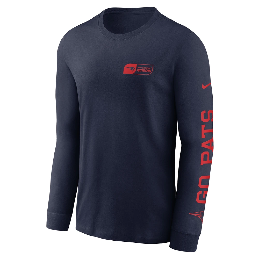 Men's Nike Navy New England Patriots All Out Long Sleeve T-Shirt