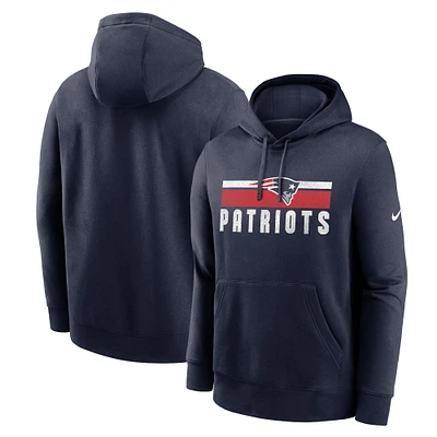 Sweat à capuche Nike New England Patriots Club Fleece bleu marine pour homme