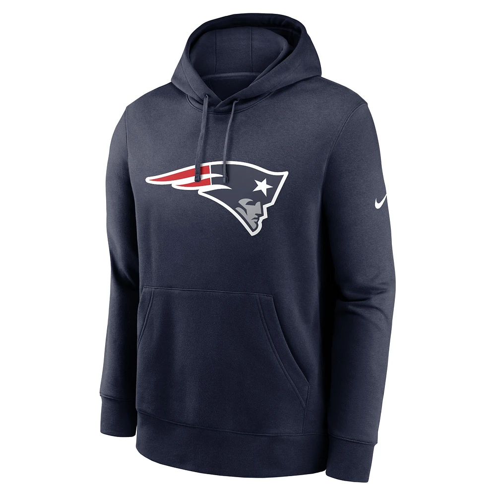 Men's Nike Navy New England Patriots Club Logo Pullover Hoodie