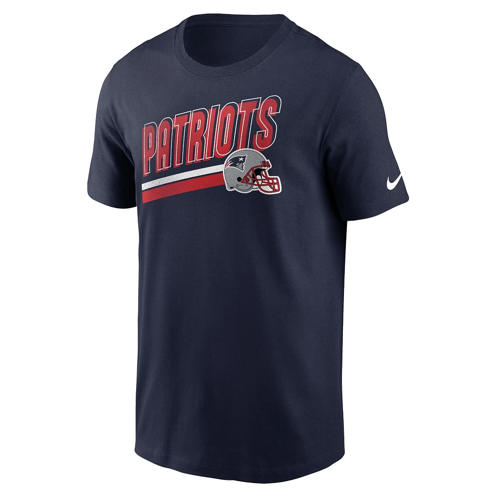 T-shirt Nike New England Patriots Essential Blitz Lockup pour homme - Bleu marine