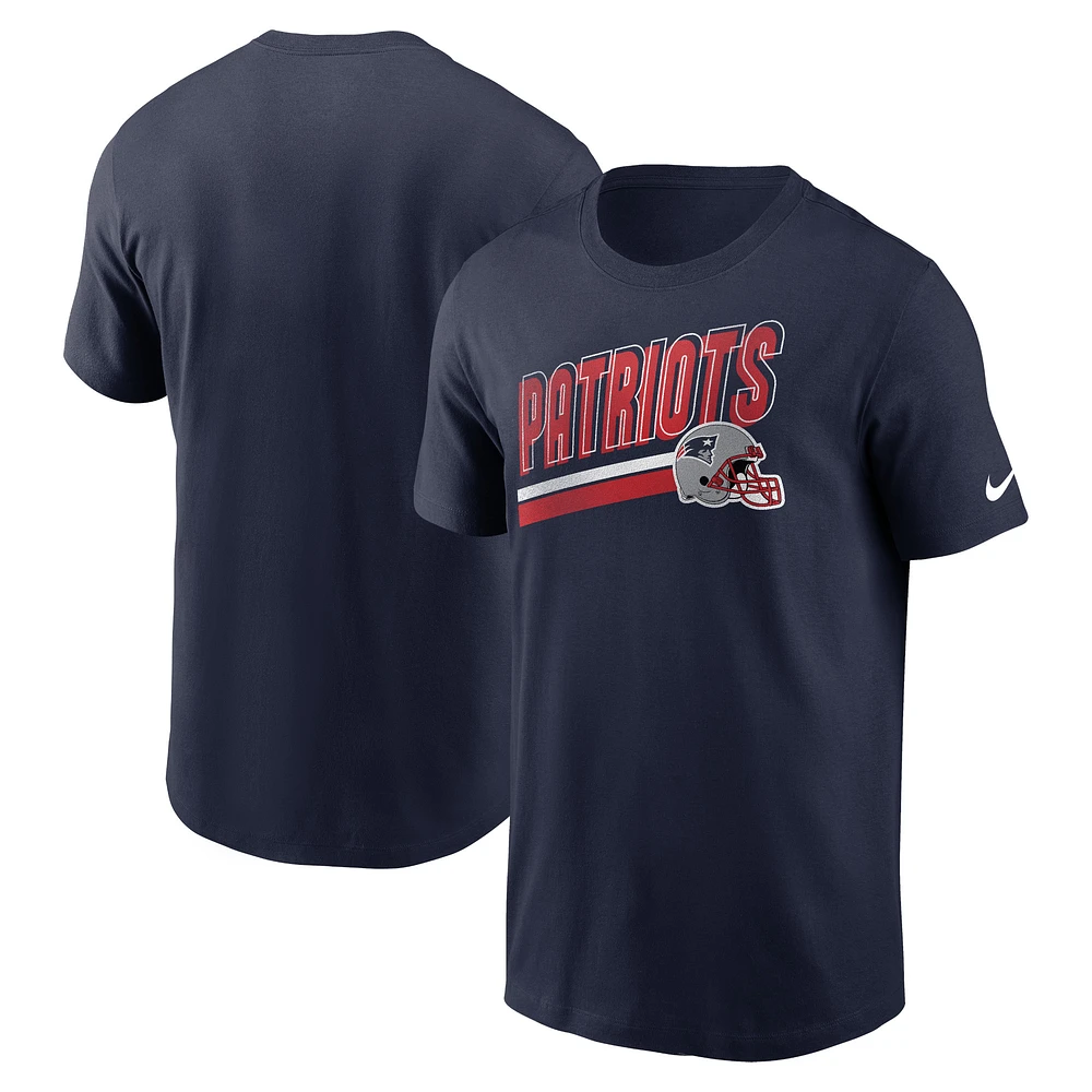 T-shirt Nike New England Patriots Essential Blitz Lockup pour homme - Bleu marine