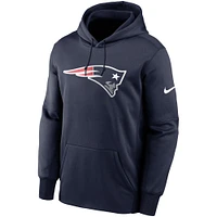 Sweat à capuche Nike pour hommes, bleu marine, New England Patriots, Fan Gear, logo principal, Performance