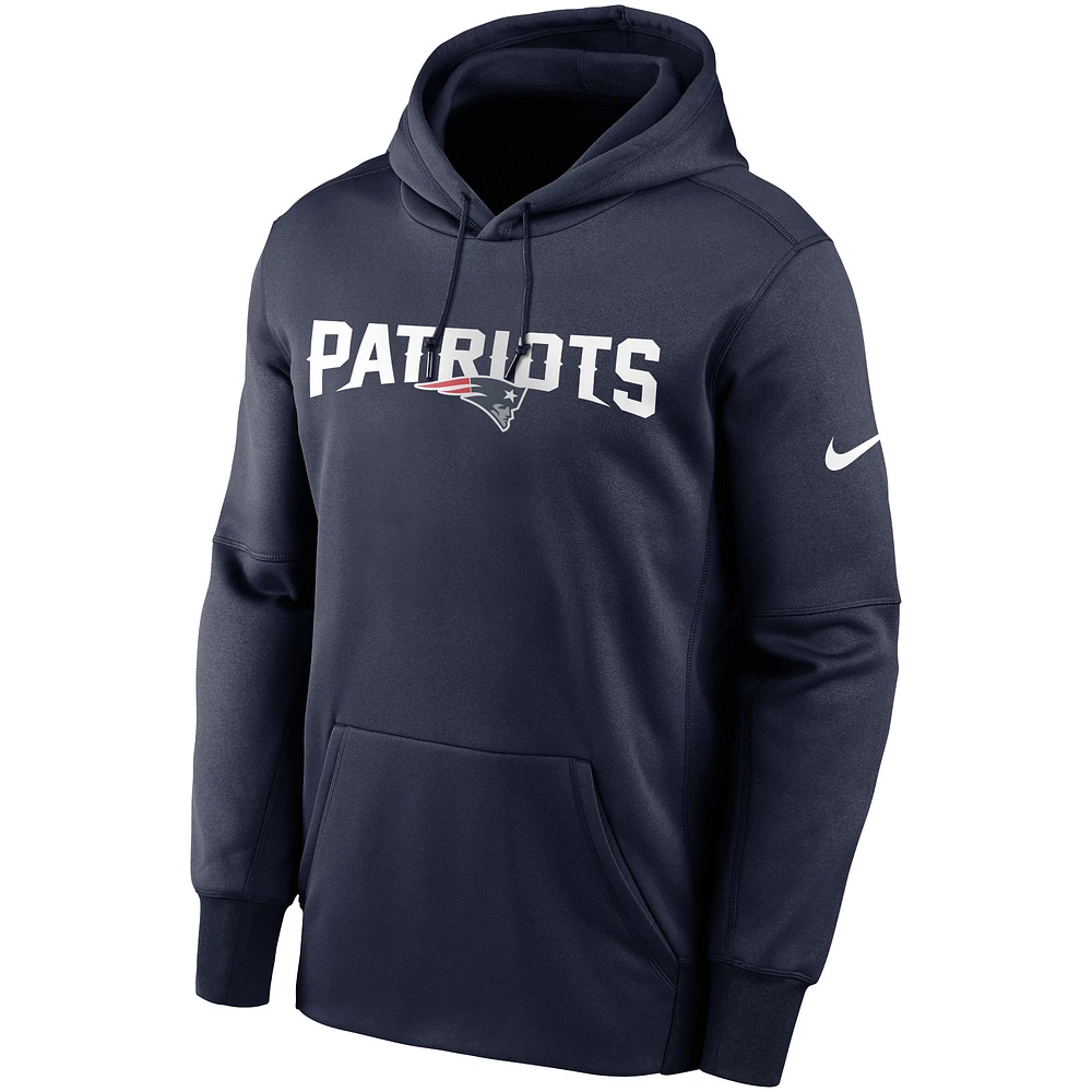 Men's Nike Navy New England Patriots Fan Gear Wordmark Performance Pullover Hoodie