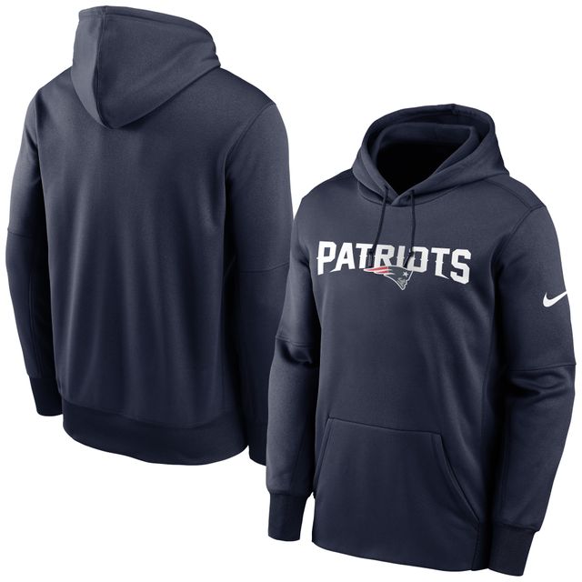 Chandail à capuchon Performance Wordmark Fan Gear des Patriots de la Nouvelle-Angleterre Nike pour homme, bleu marine