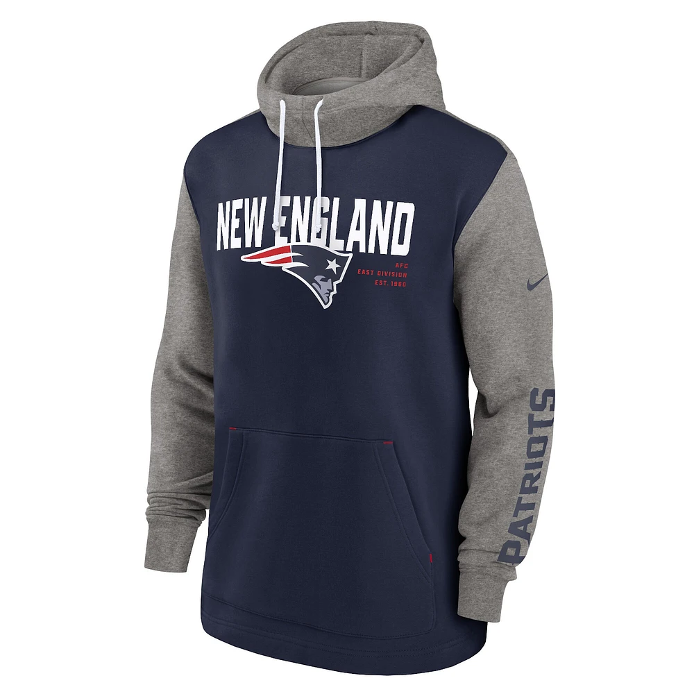 Men's Nike Navy New England Patriots Fashion Color Block Pullover Hoodie