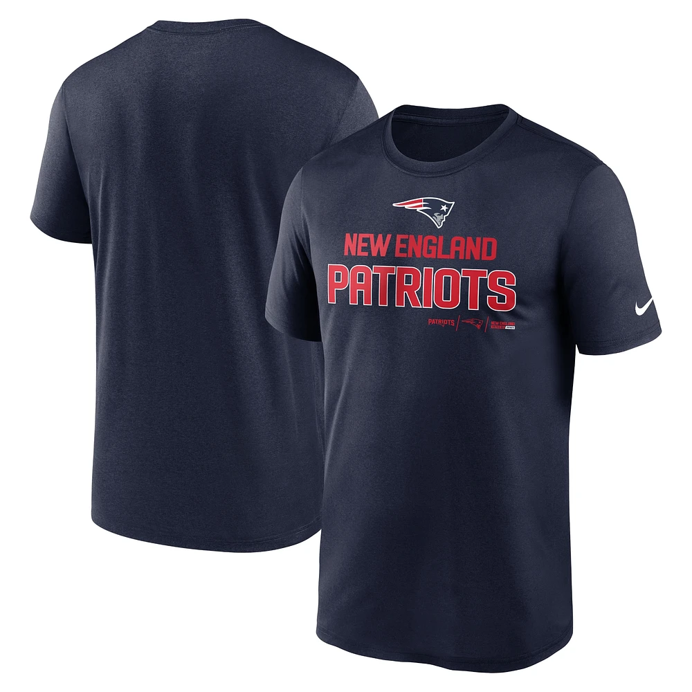 T-shirt de performance communautaire Legend des Patriots la Nouvelle-Angleterre Nike bleu marine pour homme