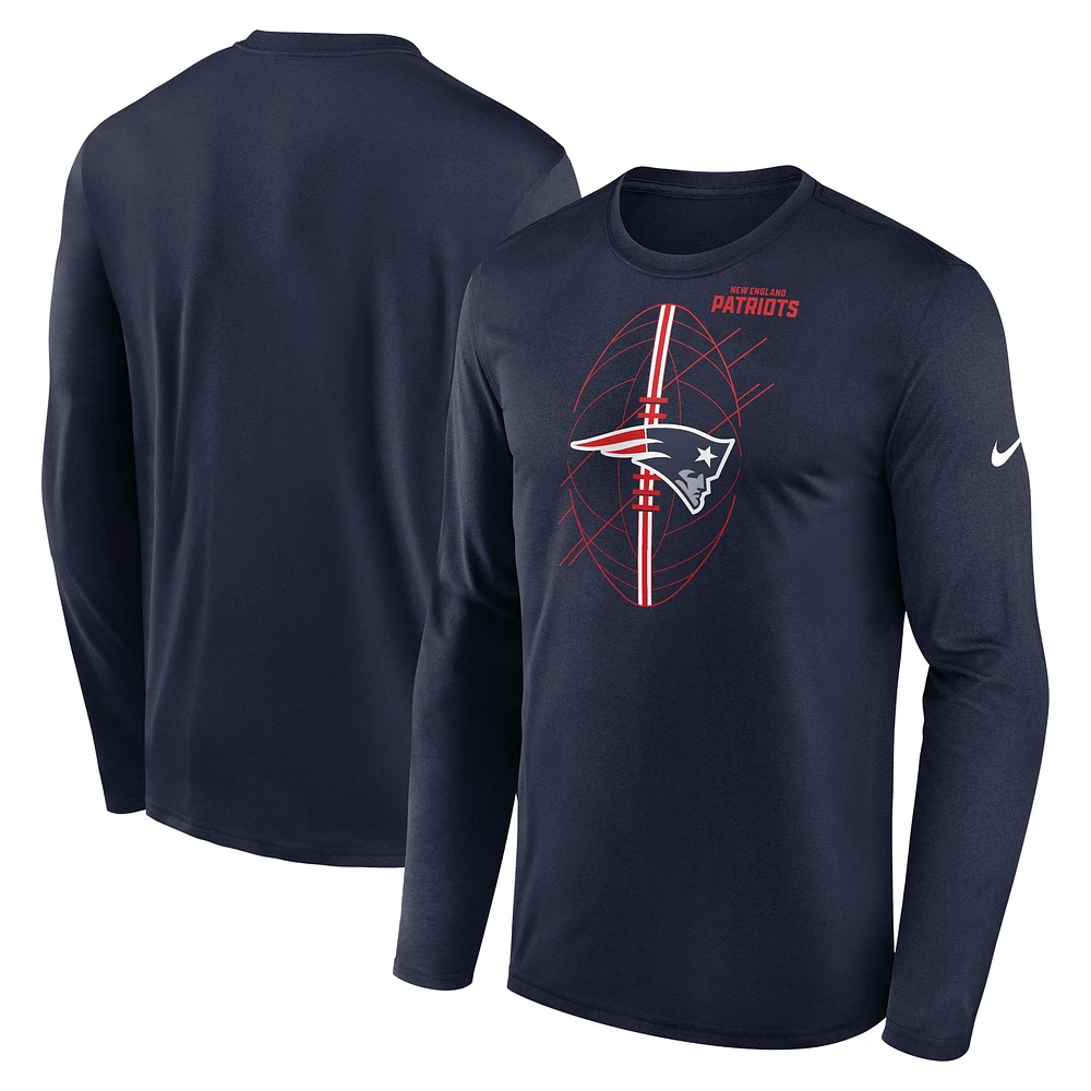 T-shirt à manches longues Nike New England Patriots Legend Icon pour homme, bleu marine