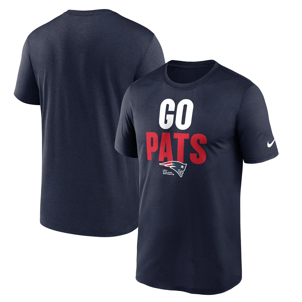 T-shirt Nike New England Patriots Legend Local Phrase Performance pour homme - Bleu marine