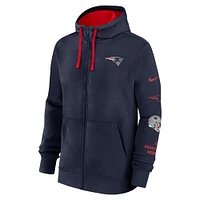 Men's Nike Navy New England Patriots Primetime Club Full-Zip Hoodie