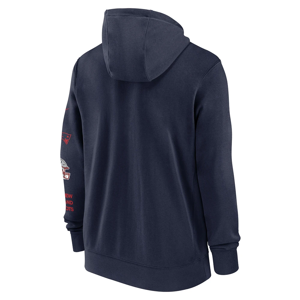 Men's Nike Navy New England Patriots Primetime Club Full-Zip Hoodie