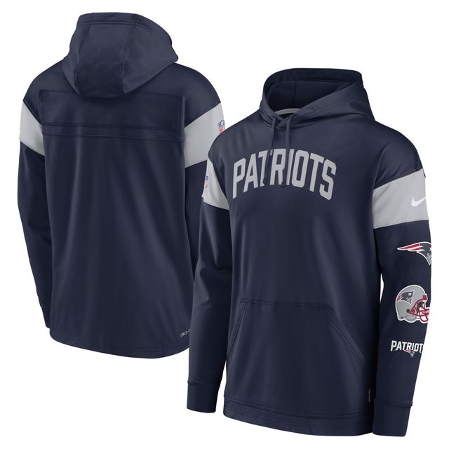 Chandail à capuchon Performance pour homme Nike New England Patriots Sideline Athletic Arch Jersey - Bleu marine