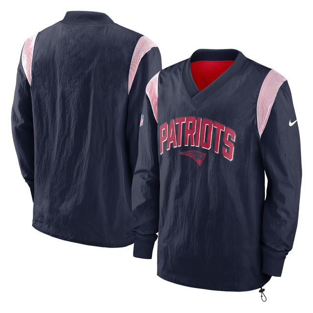 Veste coupe-vent à encolure en V pour homme Nike New England Patriots Sideline Athletic Stack - Bleu marine