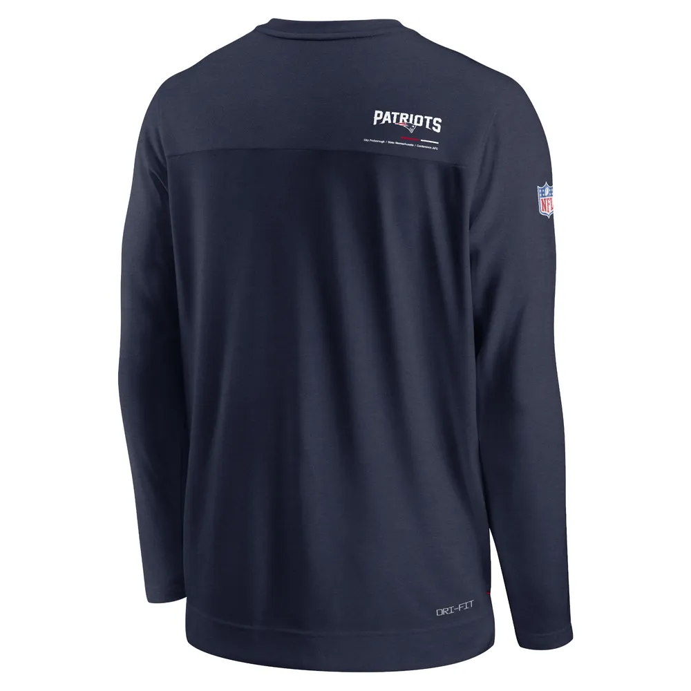 Nike Men's Nike Navy New England Patriots Sideline Coach Chevron Lock Up  Long Sleeve V-Neck Performance T-Shirt