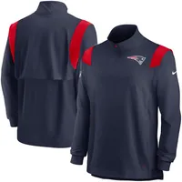 Men's Nike Navy/Red New England Patriots Sideline Player Quarter-Zip Hoodie