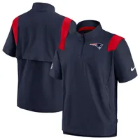 Men's Nike Navy New England Patriots Sideline Coaches Chevron Lockup Pullover Top